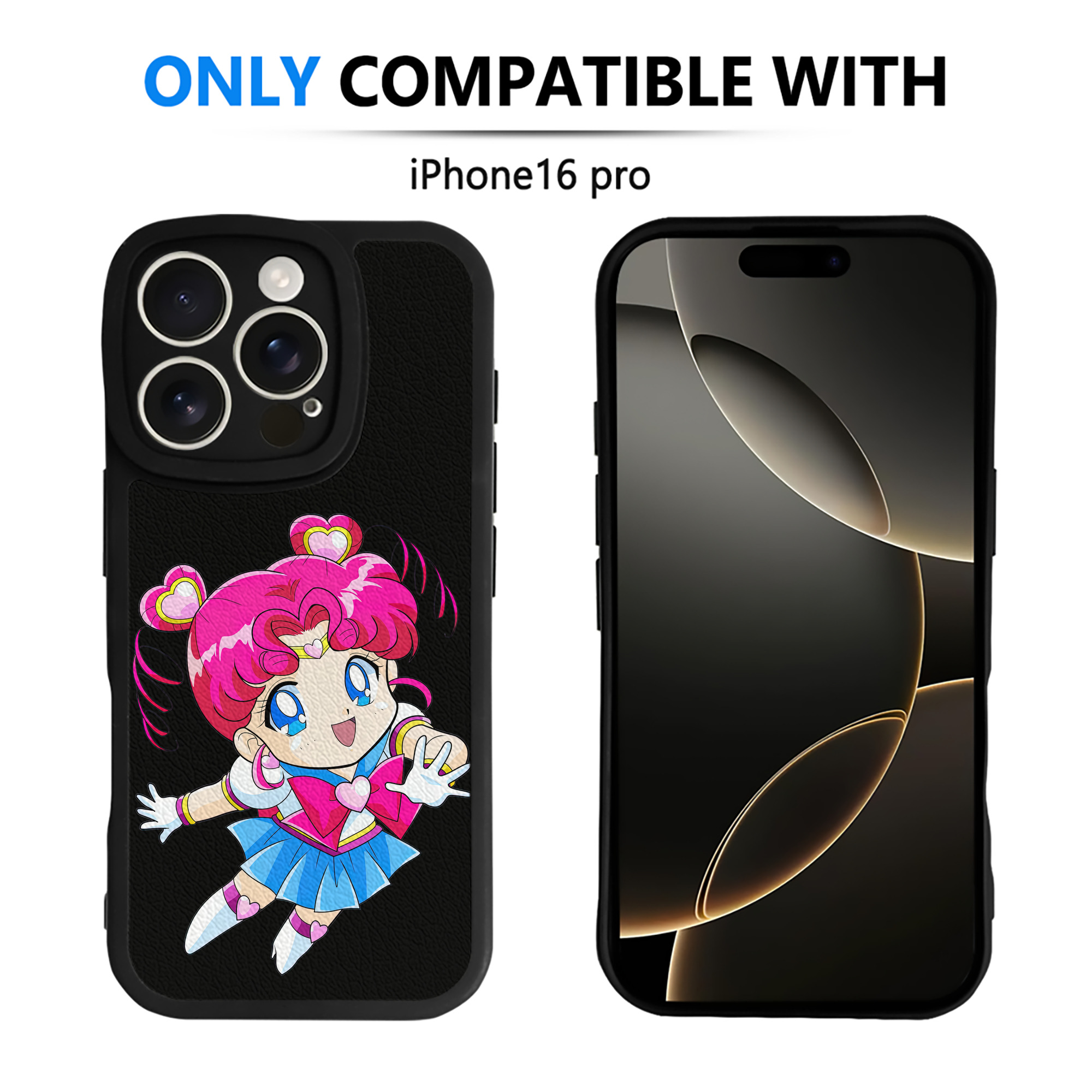 （画像用） 美少女戦士セーラームーン ちびうさ Sailor Moon Chibiusa Tsukino Usagi Small Lady Serenity 【iPhone 16シリーズ対応】シリコンスマホケース（レザー調） 材質：シリコン